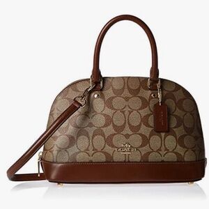 Coach Brown Signature Dome Satchel with Leather Trim